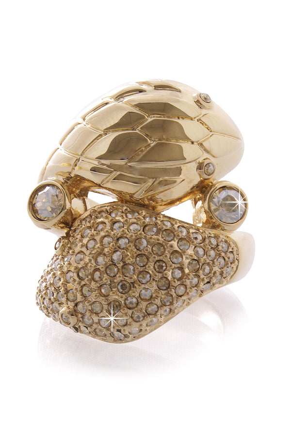 DIOR CRYPT Gold Serpent Crystal Cocktail Ring