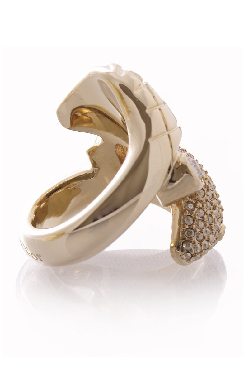 DIOR CRYPT Gold Serpent Crystal Cocktail Ring