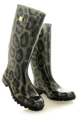 Dolce & Gabbana ANFIBIO Green Printed Rain Boots