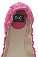 Dolce & Gabbana WOOPY Pink Leather Ballerina Flats