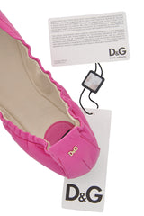 Dolce & Gabbana WOOPY Pink Leather Ballerina Flats
