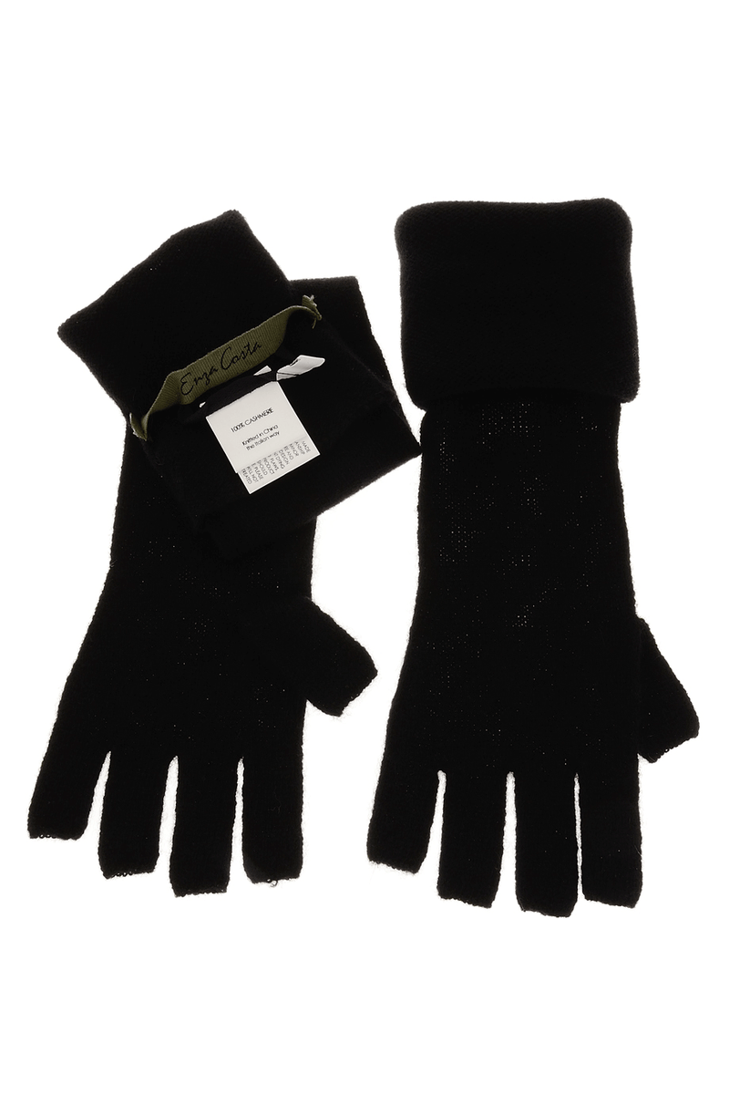 ENZA COSTA CASHMERE Long Fingerless Black Wool Women Gloves
