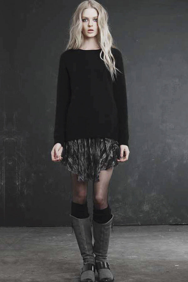 ENZA COSTA IKAT Grey Black Asymmetric Skirt