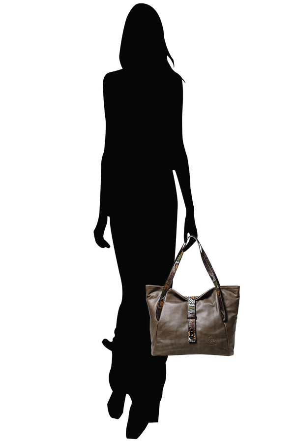FERCHI BASILISK Taupe Leather Woman Tote Bag