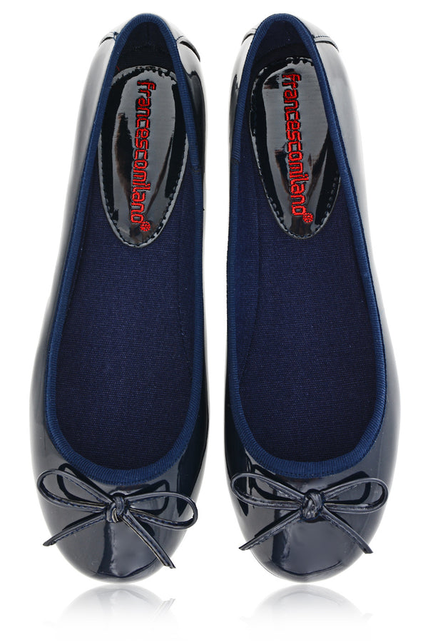 FRANCESCO MILANO - Blue Patent Ballerinas Flat Shoes Flats