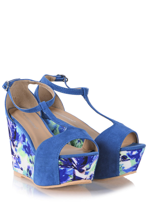 FRANCESCO MILANO CELESTE Azure Blue Floral Sandals
