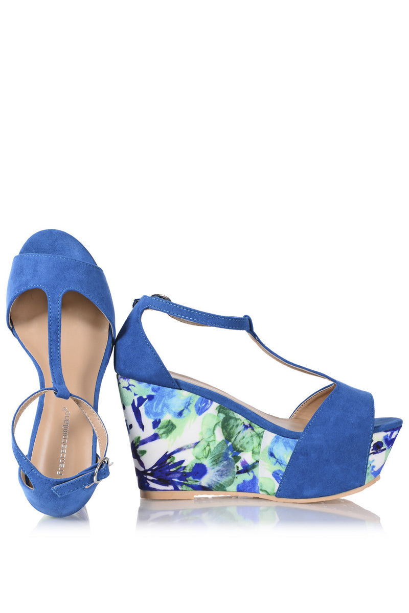 FRANCESCO MILANO CELESTE Azure Blue Floral Sandals