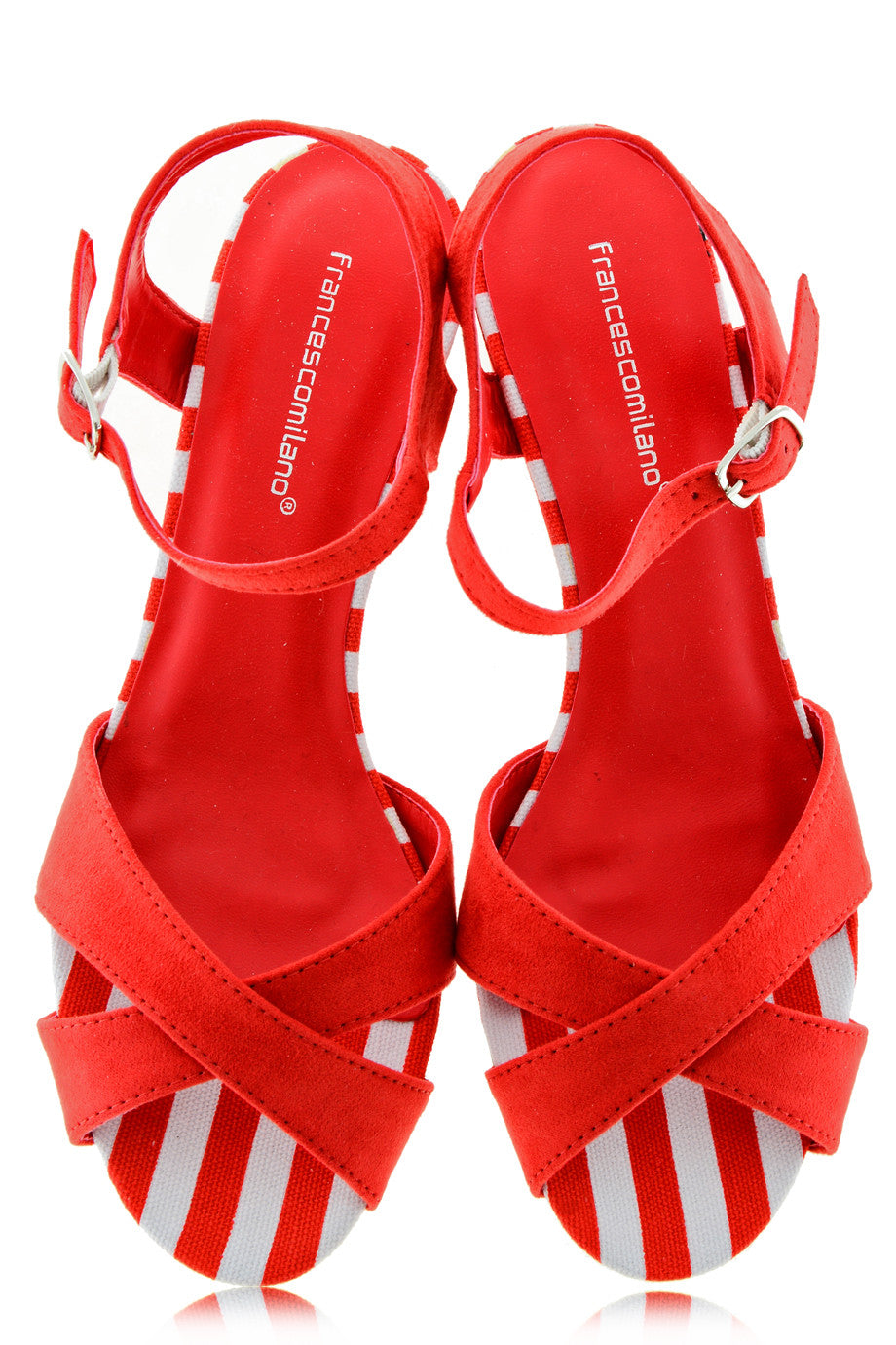 FRANCESCO MILANO KLARA Red PRET-A-BEAUTE Suede Striped – Sandals