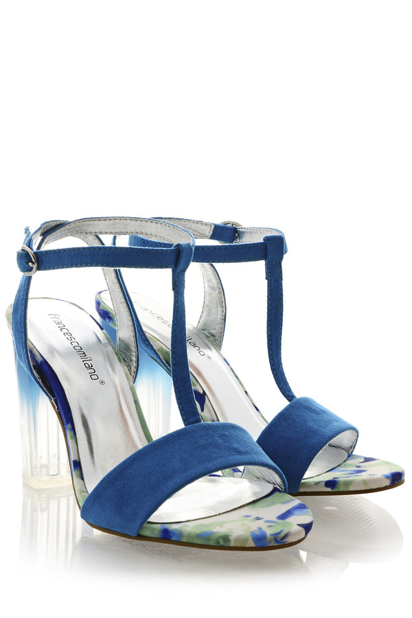 FRANCESCO MILANO WELIE Blue Floral Sandals