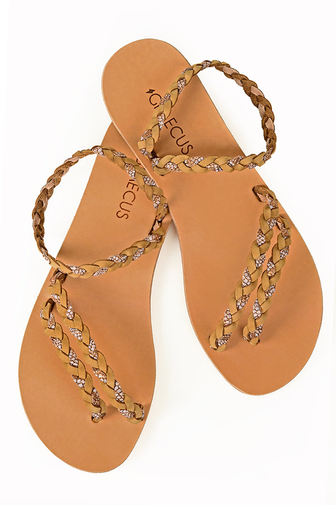 GRAECUS GAEA Beige Leather Sandals