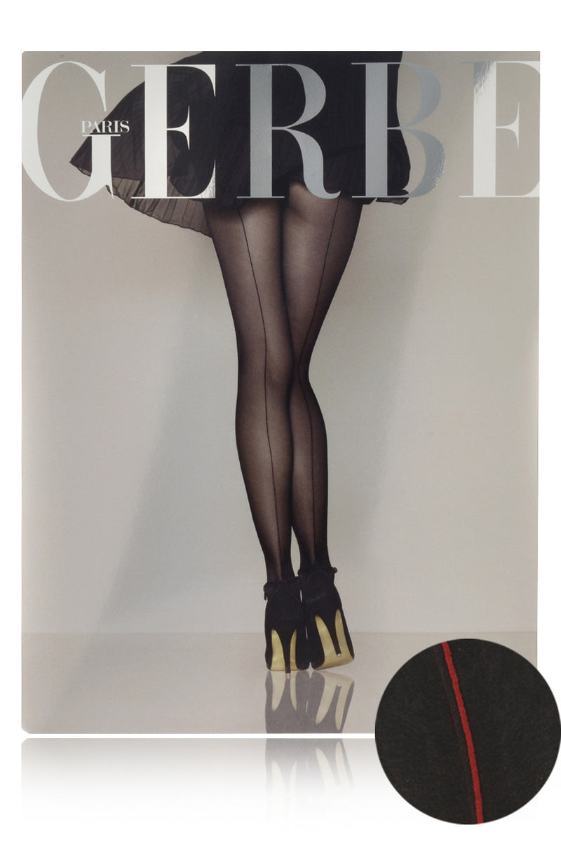 GERBE FATAL 15 Black Red Seamed Tights