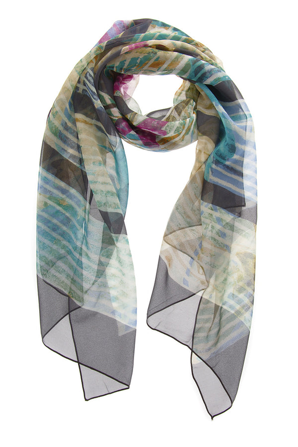 GOTTEX EXOTIC Grey Floral Printed Woman Scarf