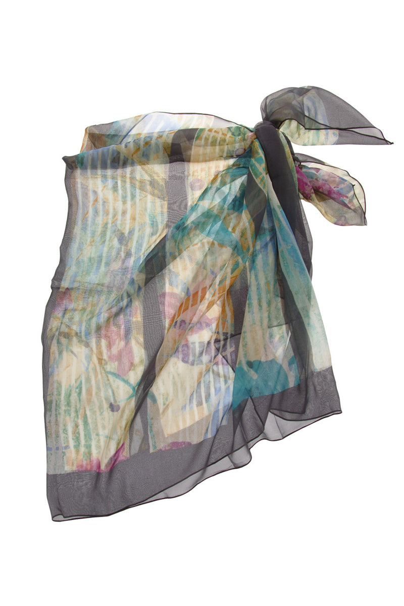 GOTTEX EXOTIC Grey Floral Printed Woman Scarf