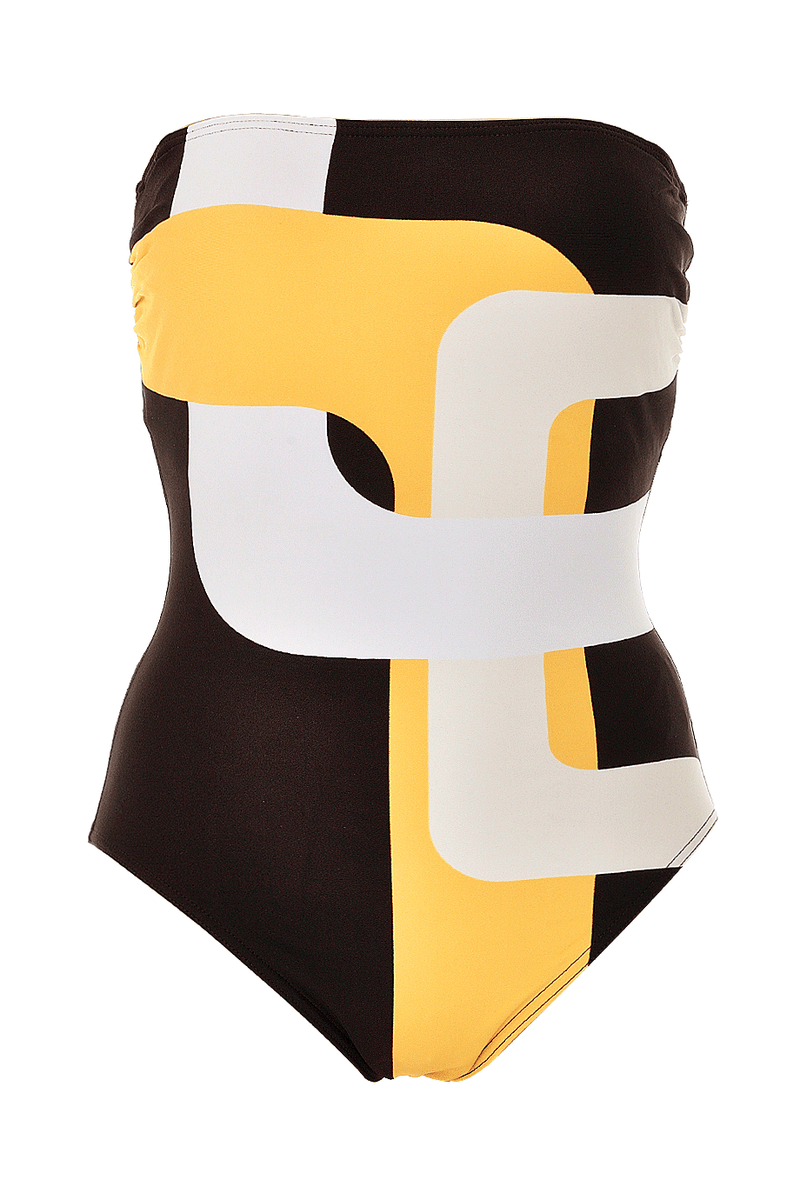 GOTTEX GEOMETRY Brown Yellow One Piece Swimsuit