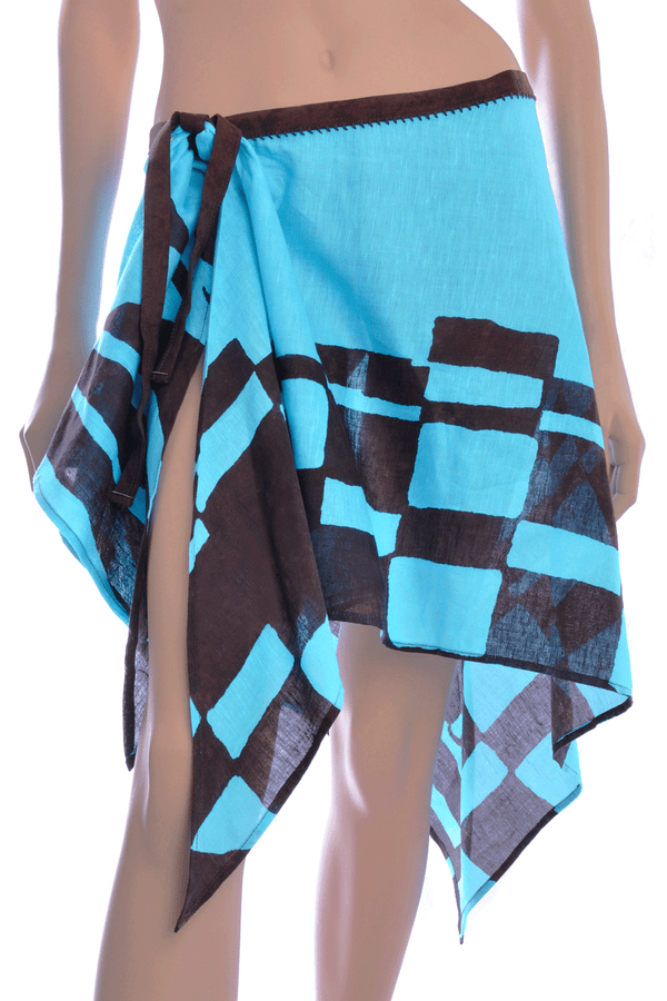 GOTTEX LINEN Turquoise Brown Beach Skirt