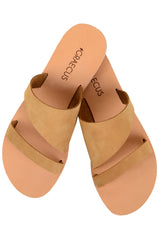 Tyche Beige Suede Leather Sandals