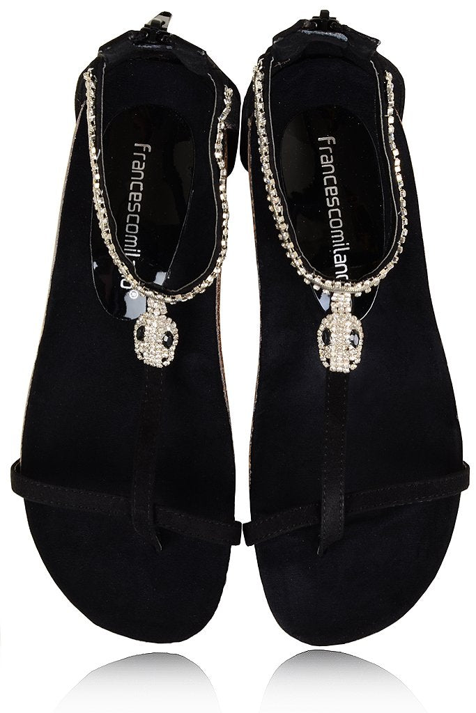 SERPENT Black Sandals with Crystals