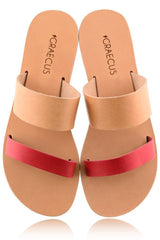 Helena Beige Coral Leather Sandals | GRAECUS Greek Handmade Leather Sandals