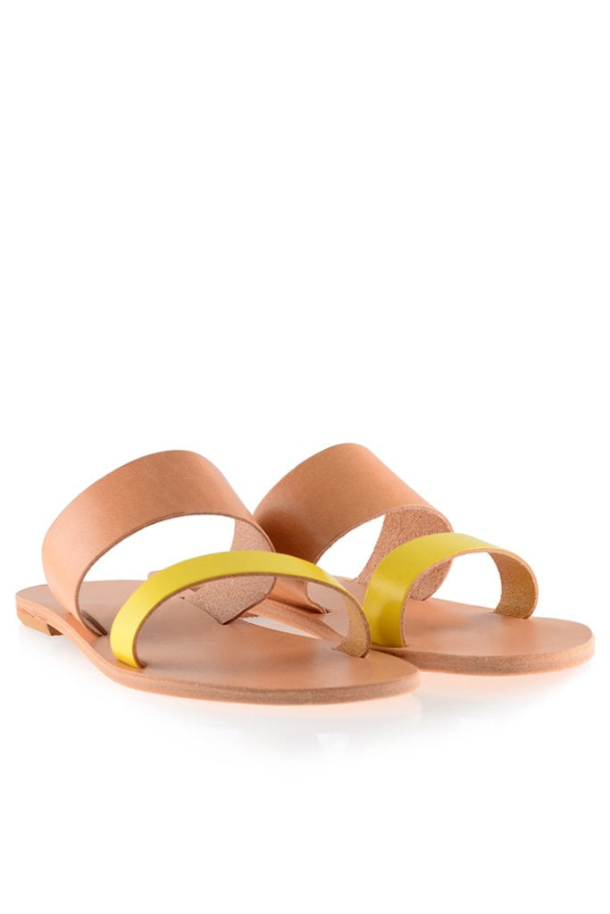 Helena Beige Yellow Leather Sandals | GRAECUS Greek Handmade Leather Sandals