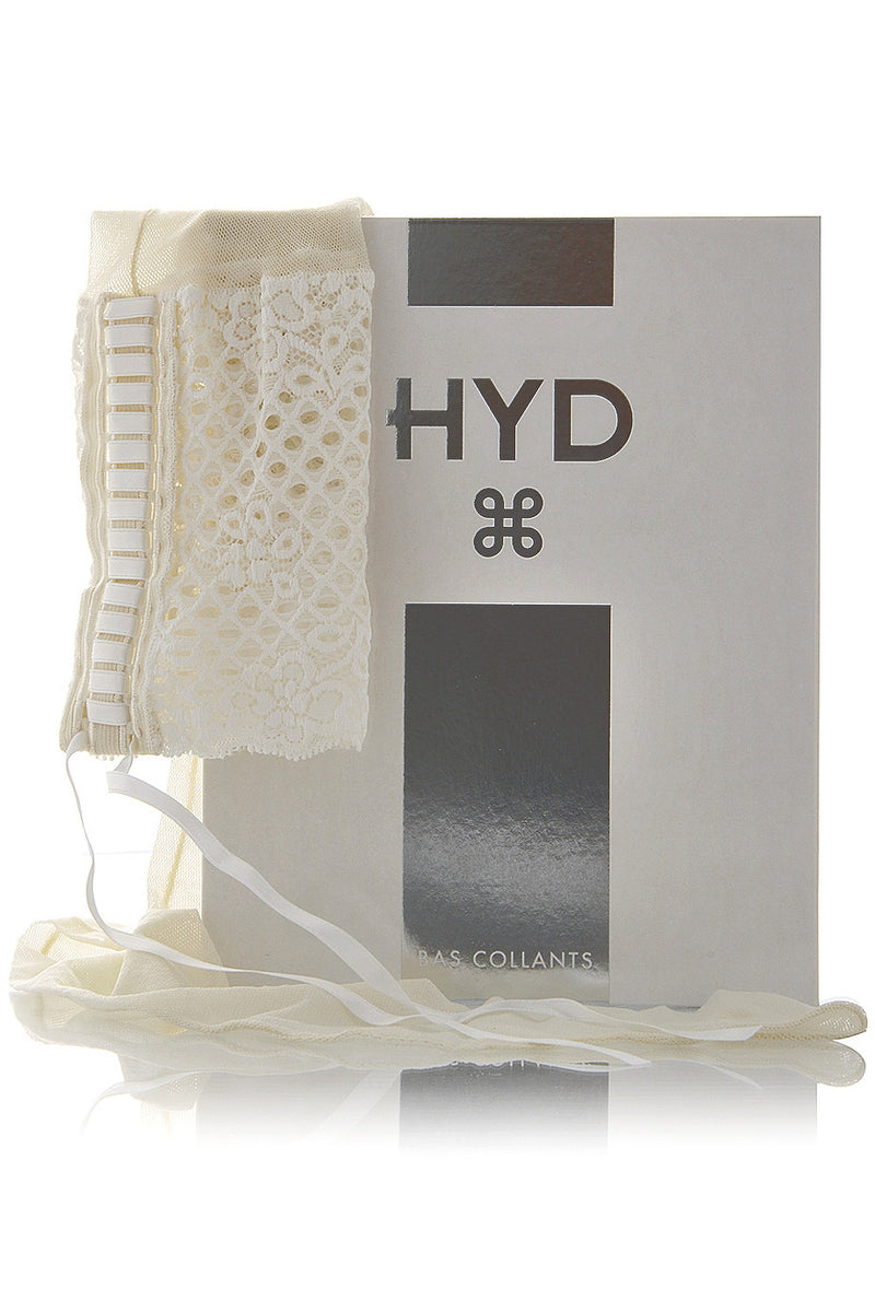 HYD CORSET Lace Hold Ups Bianco Seta (Ivory)