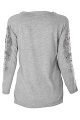 SIBILA Grey Lace Sleeve Sweater