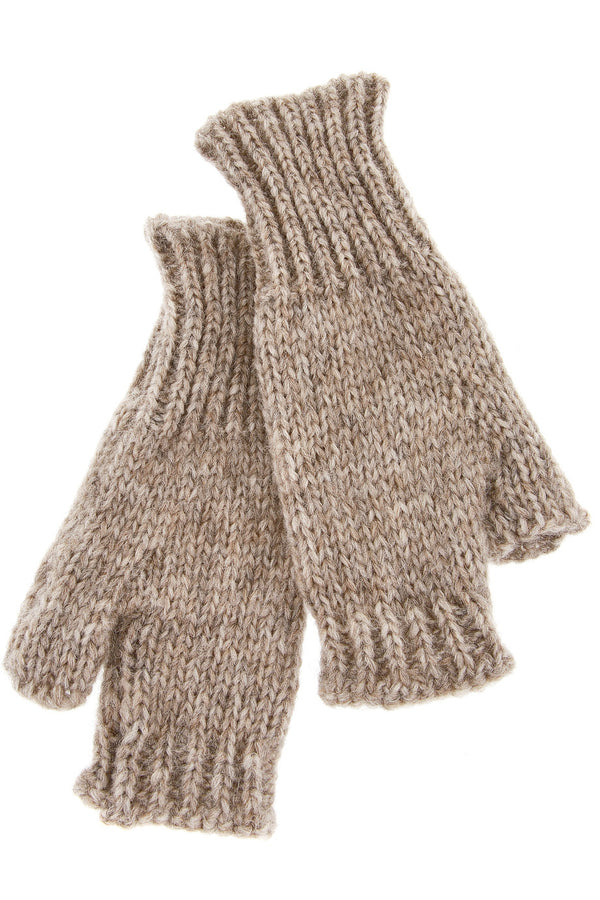 INVERNI ALPINE Baby Alpaca Beige Fingerless Wool Women Gloves