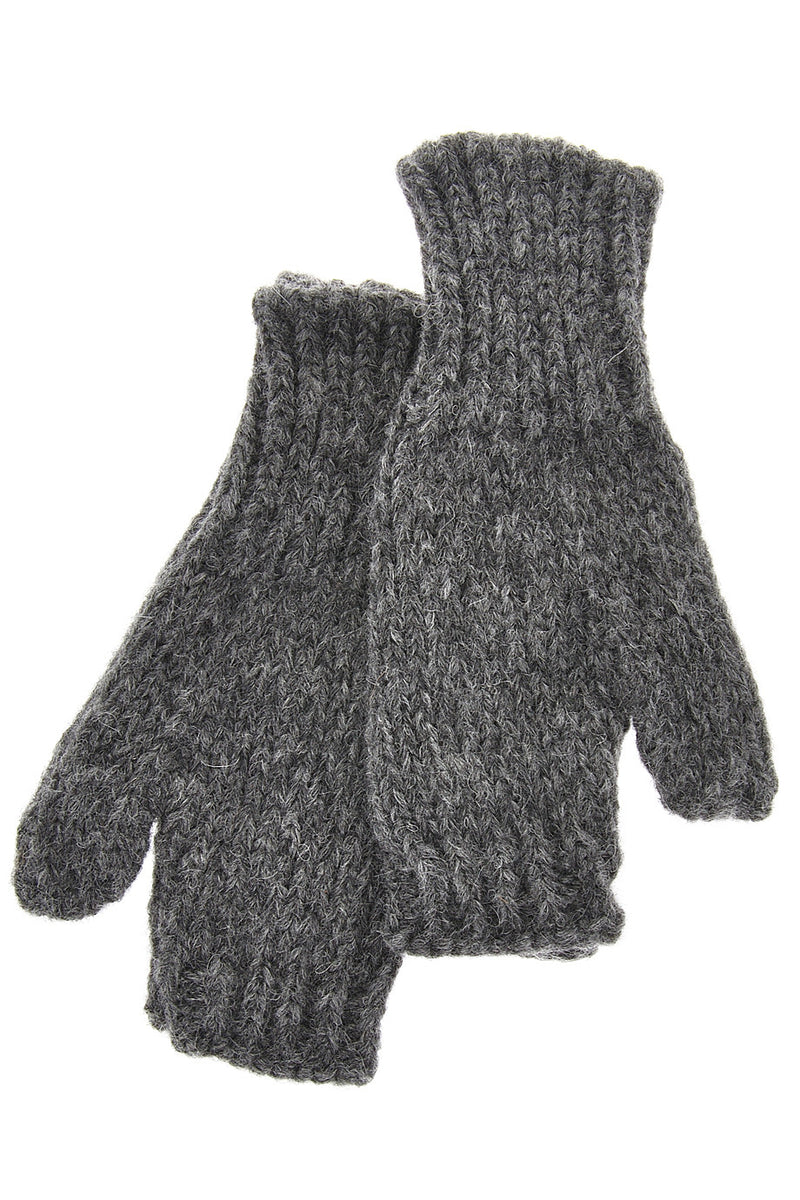 INVERNI ALPINE Baby Alpaca Grey Fingerless Women Wool Gloves