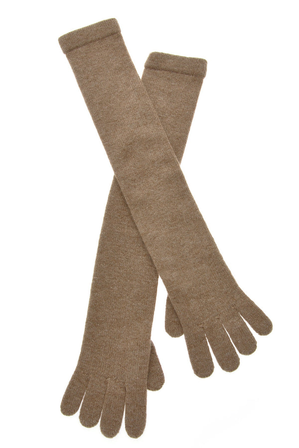 INVERNI CASHMERE Long Dark Beige Wool Women Gloves