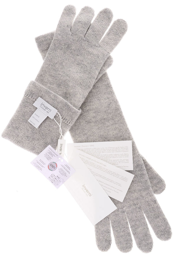 INVERNI CHALET Light Grey Long Cashmere Wool Woman Gloves