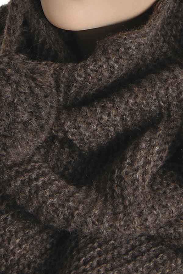 INVERNI EDELWEISS Baby Alpaca Brown Neck Wrap Wool Scarf