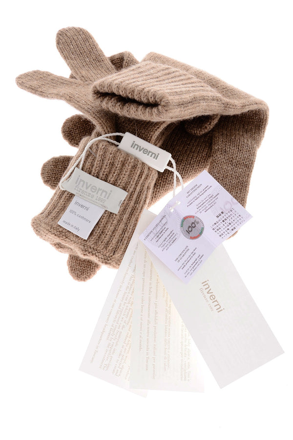 INVERNI FLORENCE Light Brown Cashmere Wool Women Gloves