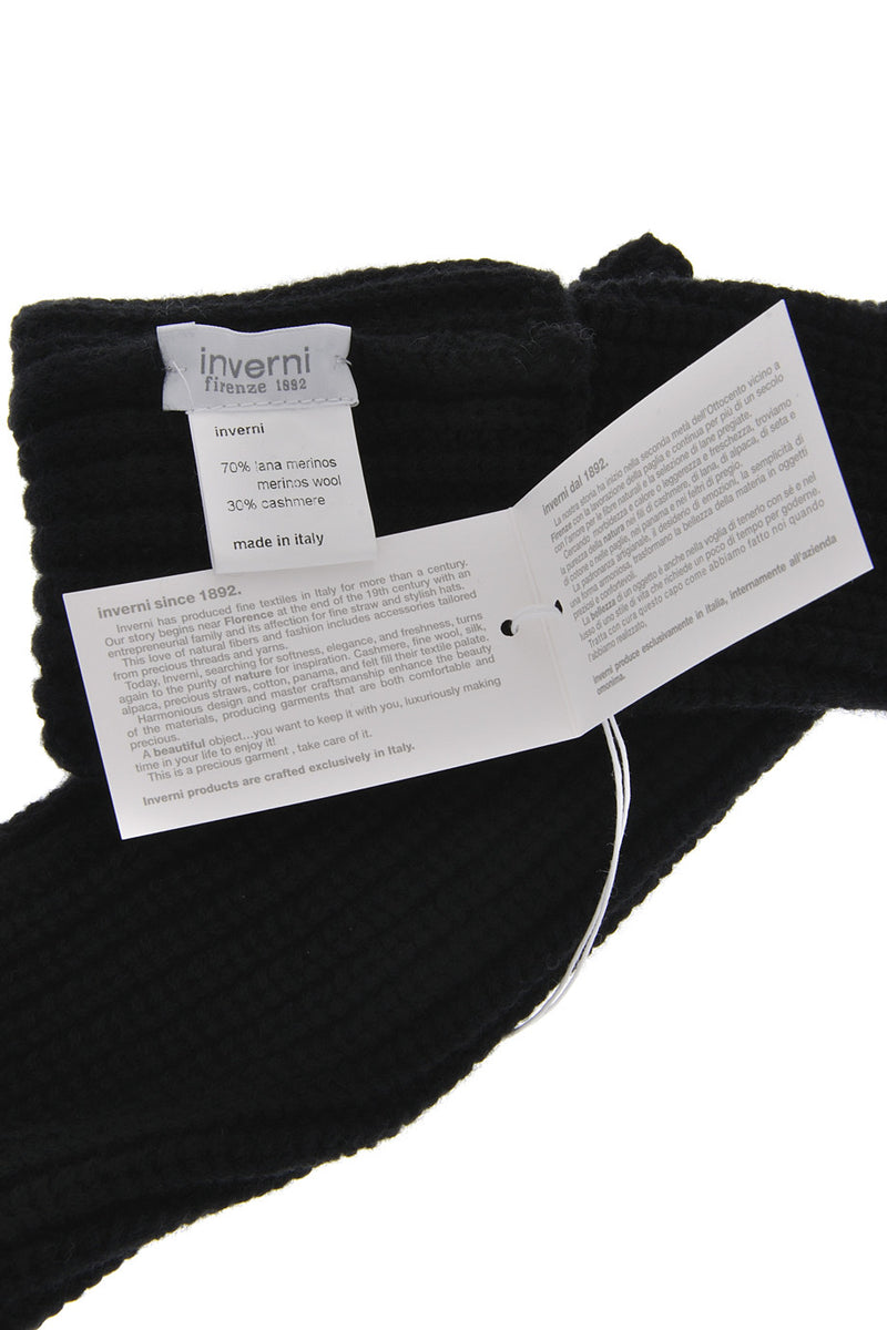 INVERNI HIMALAYA Black Cashmere Wool Women Arm Warmers
