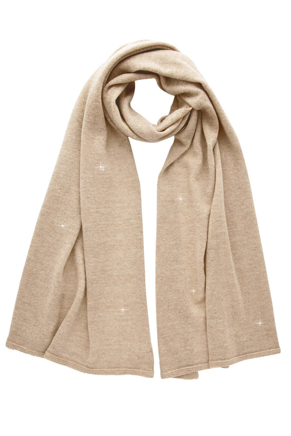 INVERNI SNOWFLAKE Beige Cashmere Glitter Knitted Woman Scarf