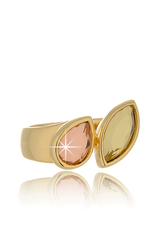 ISHARYA DOUBLE MIRROR Pink Yellow Crystal Ring