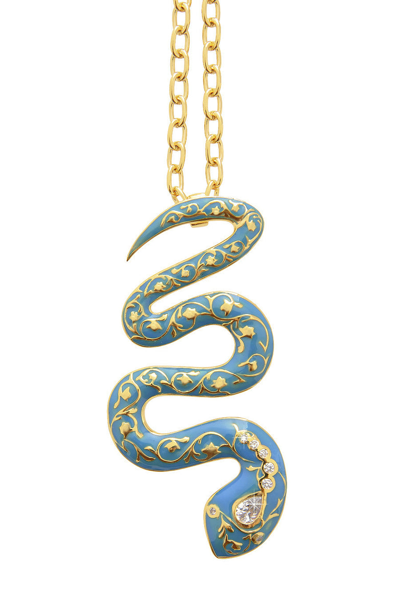 ISHARYA FIRE Blue Turquoise Serpent Pendant