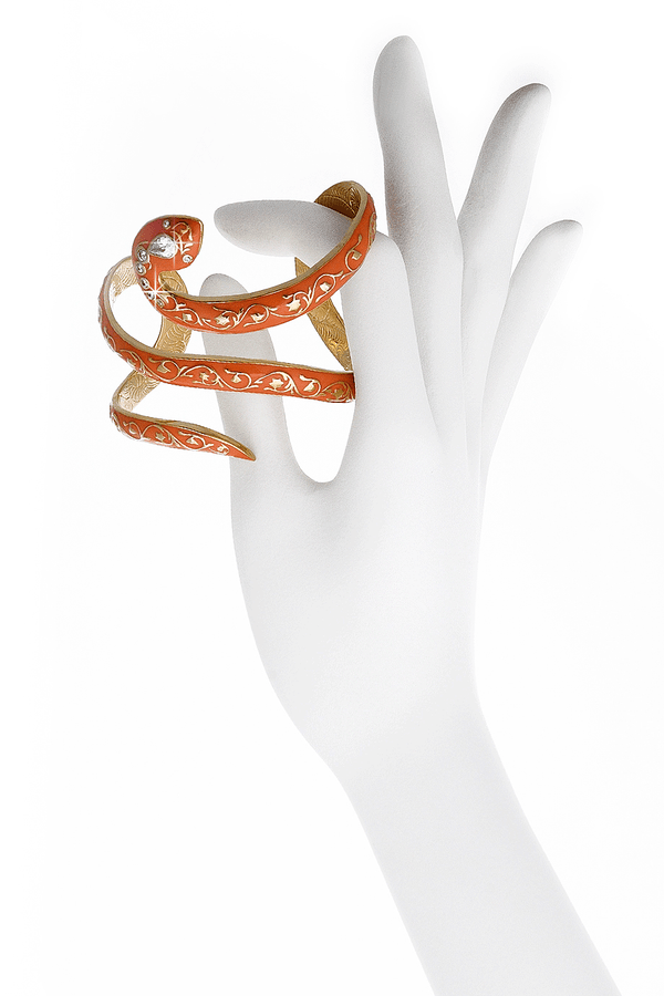 ISHARYA FIRE Coral Serpent Wraparound Cuff Bracelet