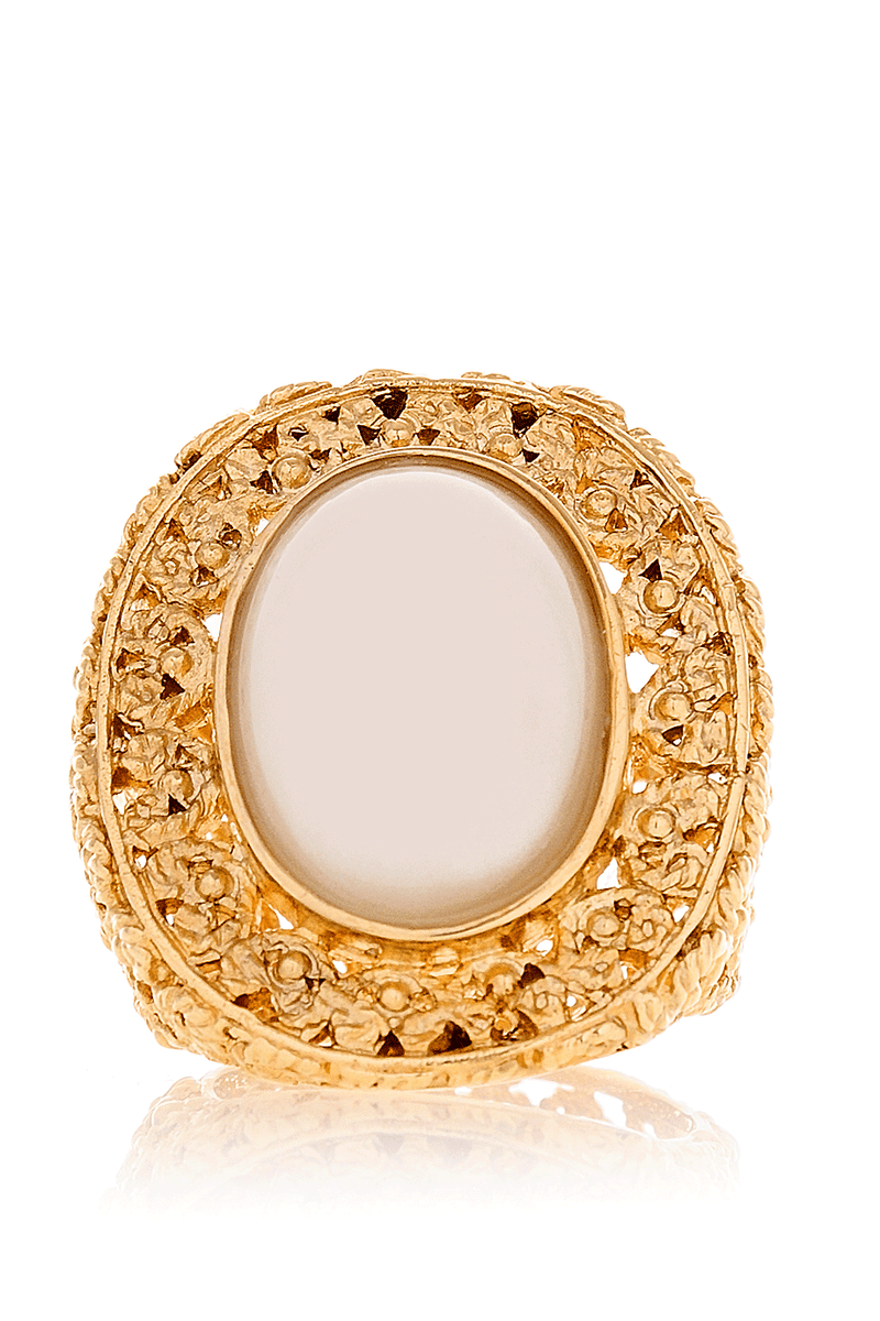 ISHARYA INDIAN FILIGREE Gold Pearl Cocktail Ring