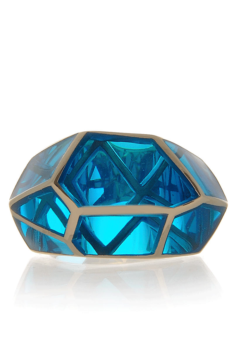 ISHARYA LOUVRE Aqua Blue Resin Ring