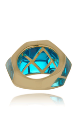 ISHARYA LOUVRE Aqua Blue Resin Ring