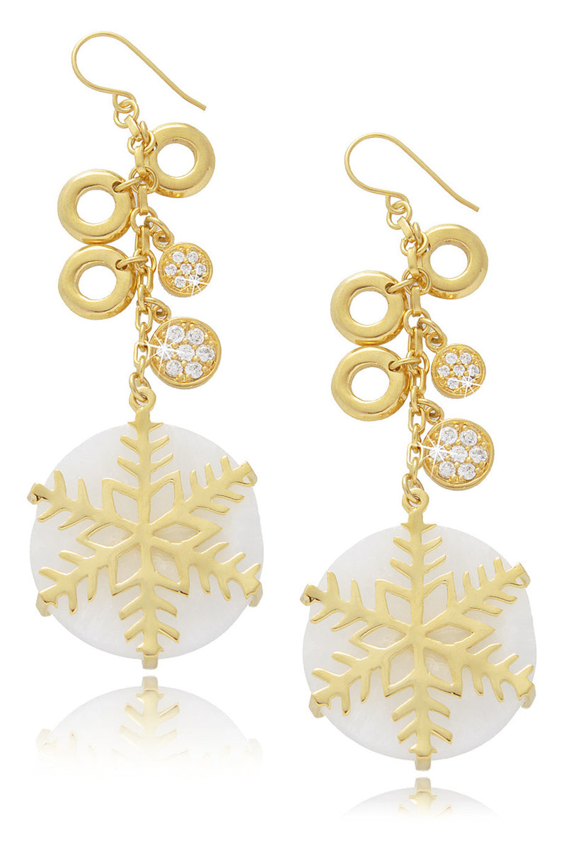 ISHARYA SNOWFLAKE White Agate Earrings
