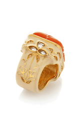 ISHARYA ZAHIR Creme and Orange Onyx Carved Ring