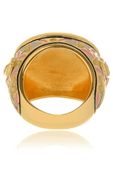 ISHARYA JAISEL Round Pink Coral Intaglio Ring