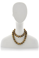 KENNETH JAY LANE BAROQUE Brown Beads Long Necklace