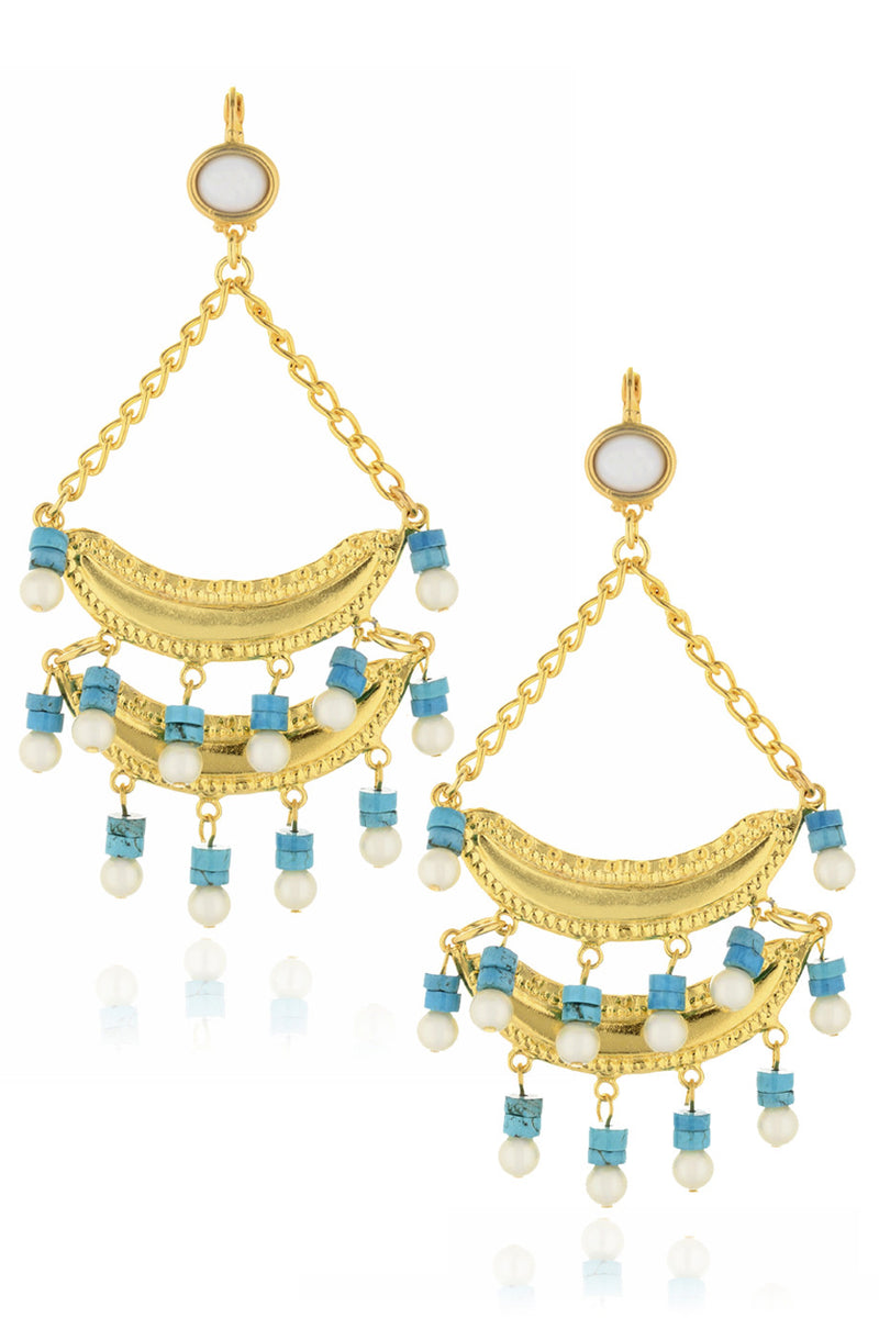 KENNETH JAY LANE BRIELLE Turquoise Pearl Earrings