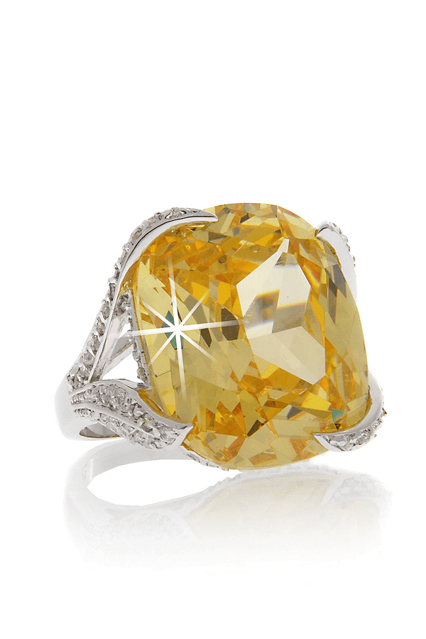 KENNETH JAY LANE CASSANDRA Yellow Crystal Cocktail Ring