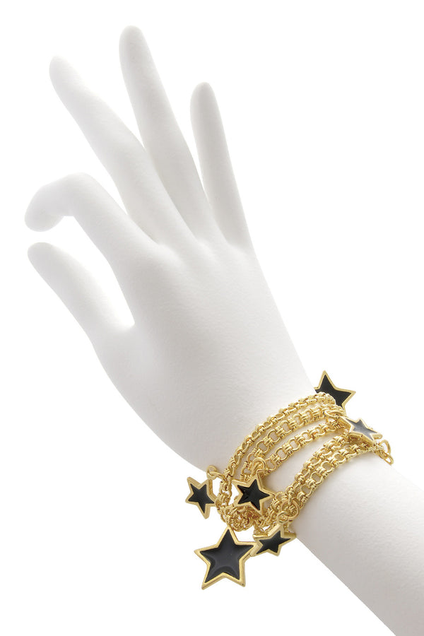 KENNETH JAY LANE STARS Black Gold Bracelet