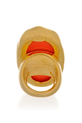 KENNETH JAY LANE BUTTON Oval Gold Coral Ring