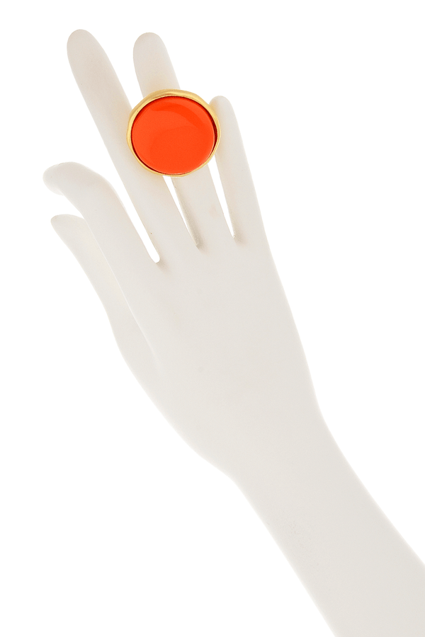 KENNETH JAY LANE BUTTON Satin Gold Coral Ring