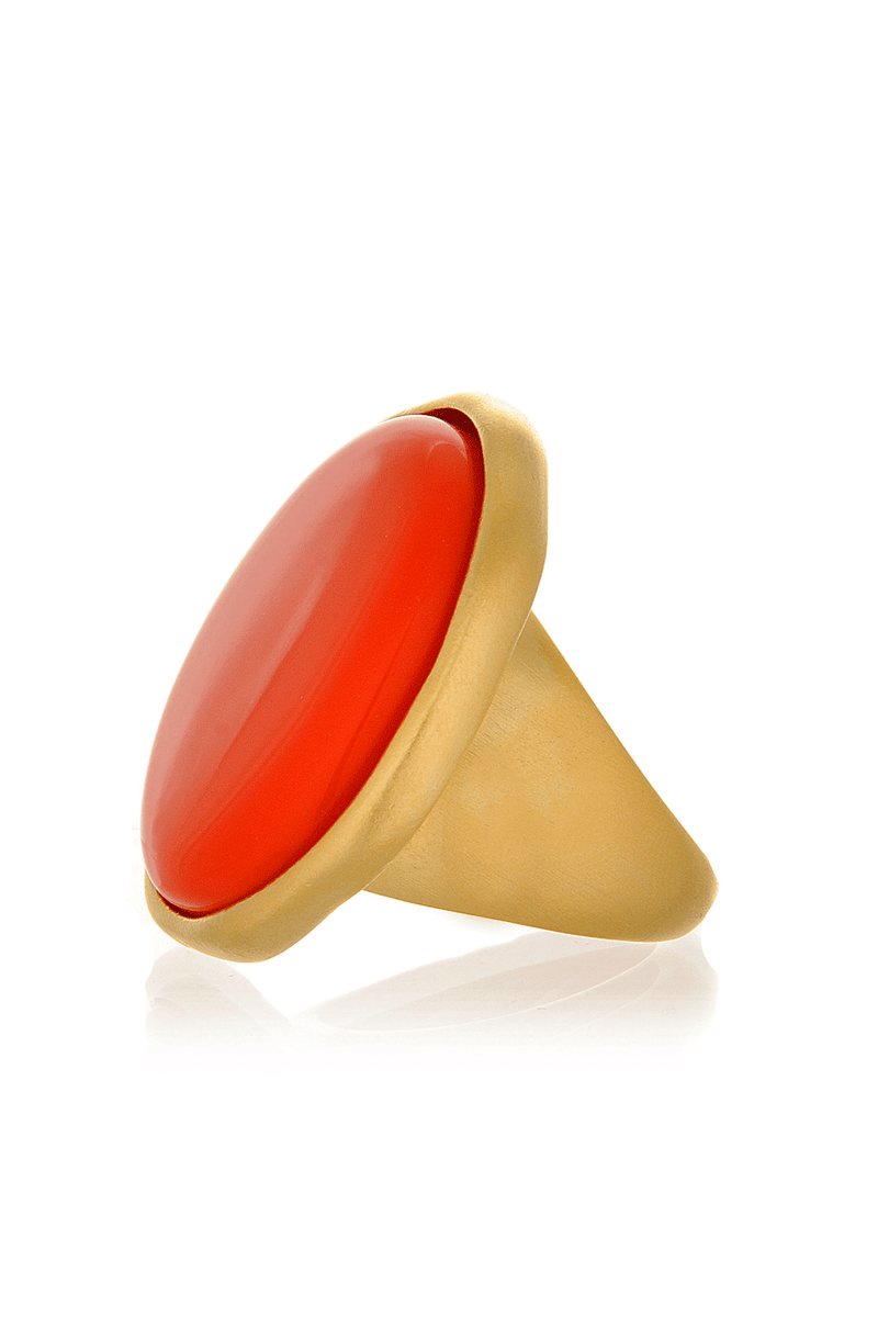 KENNETH JAY LANE BUTTON Satin Gold Coral Ring