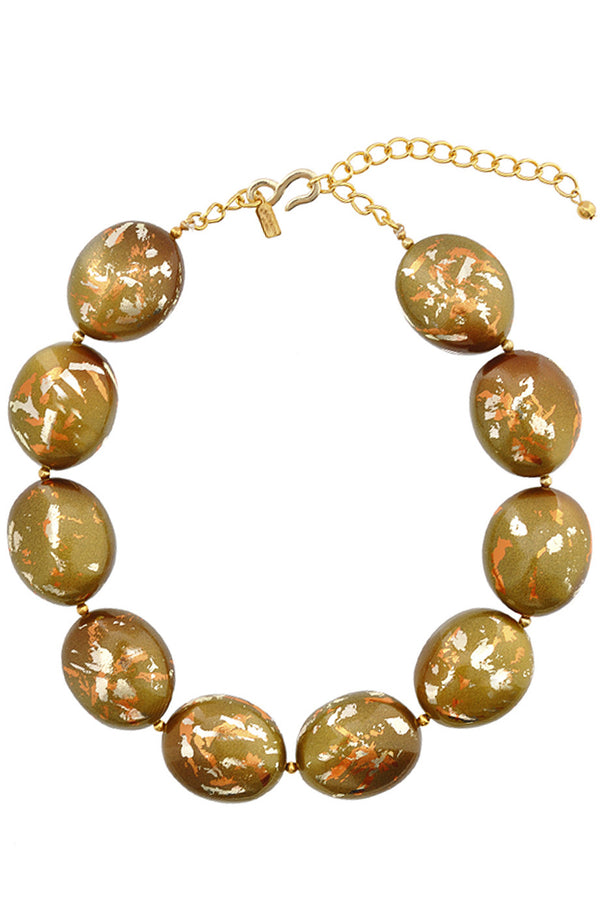 KENNETH JAY LANE CAMOUFLAGE Olive Beads Necklace